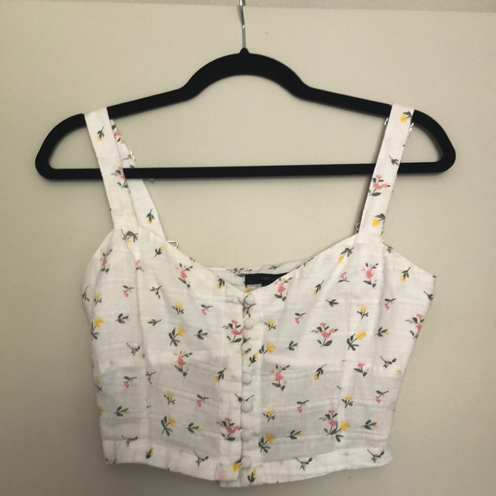 White Flower Crop Top Forever 21